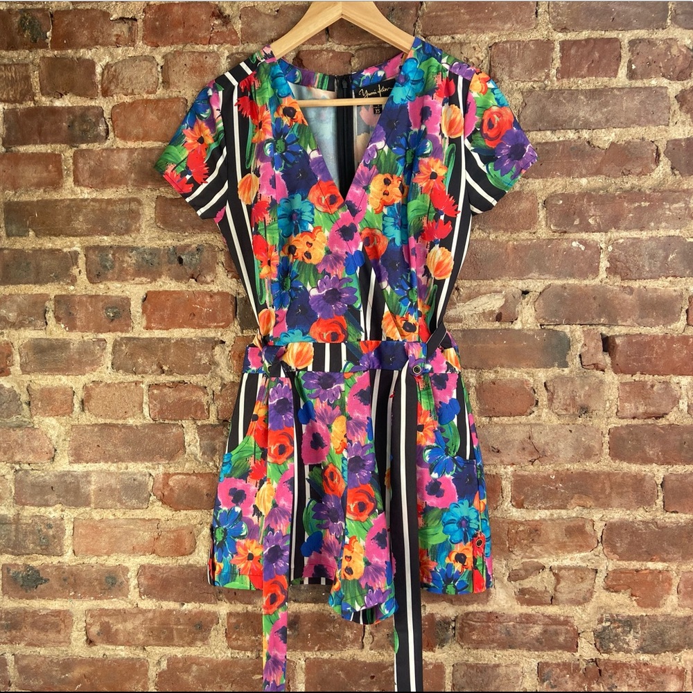 Yumi Kim Floral Romper Rainbow Vneck xs